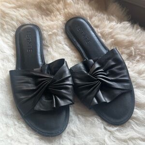 1. State Elegant Black Knotted Slide Sandals